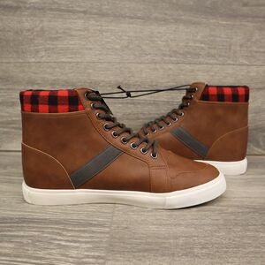 New Express- PU Upper Red Black Flannel Lining Shoe Brown RN 55285 ID 5957 21409
